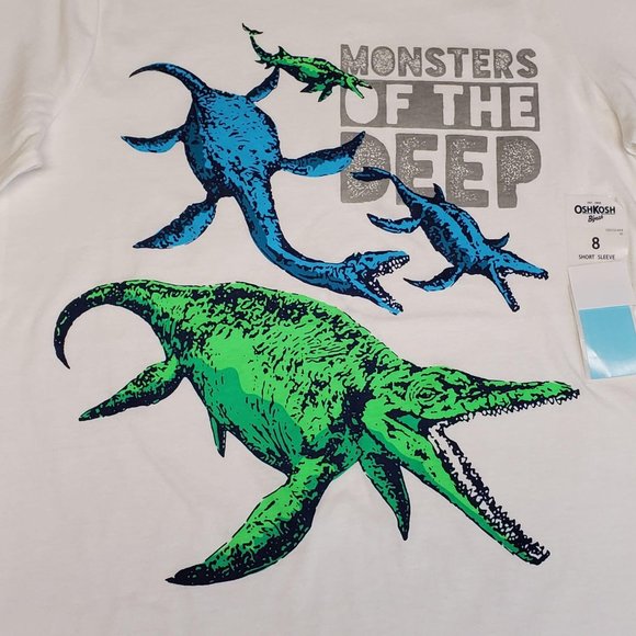 Oshkosh B'gosh Monsters Tee Size 8 White - Picture 2 of 5